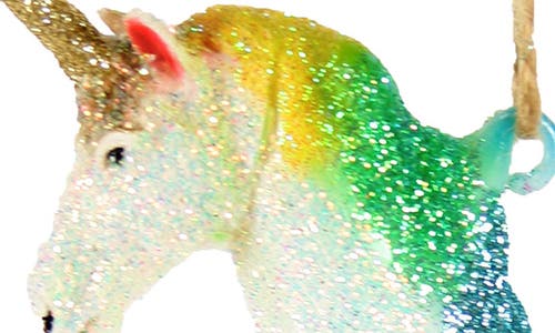 Cody Foster & Co. Glittered Rainbow Unicorn Glass Ornament In Multi