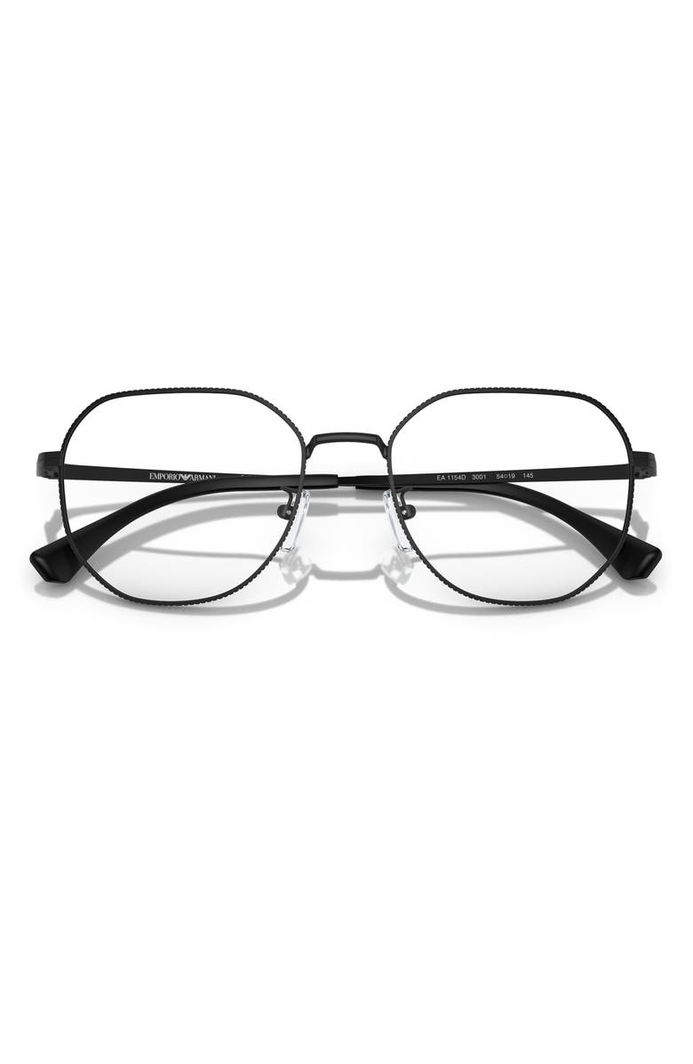 Emporio Armani 52mm Round Optical Glasses, Alternate, color, Matte Black / Demo Lens
