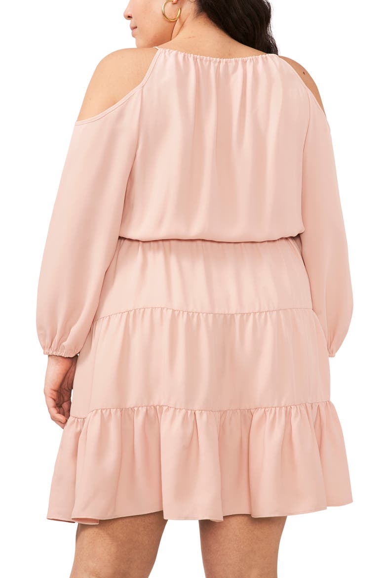 Tiered Long Sleeve Cold Shoulder Dress, Alternate, color, ROSE SMOKE