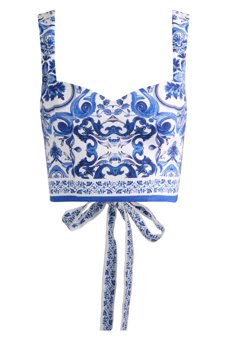Miriam Tie Back Linen Blend Crop Top, Alternate, color, SOLSTICE