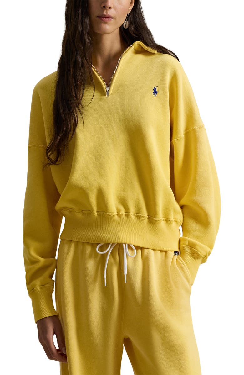 Polo Ralph Lauren Fleece Quarter Zip Pullover, Main, color, Collegiate Yellow