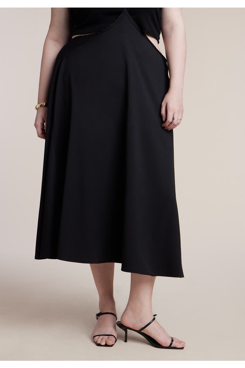 Bead Detail Strap Midi Skirt, Alternate, color, BLACK ONYX