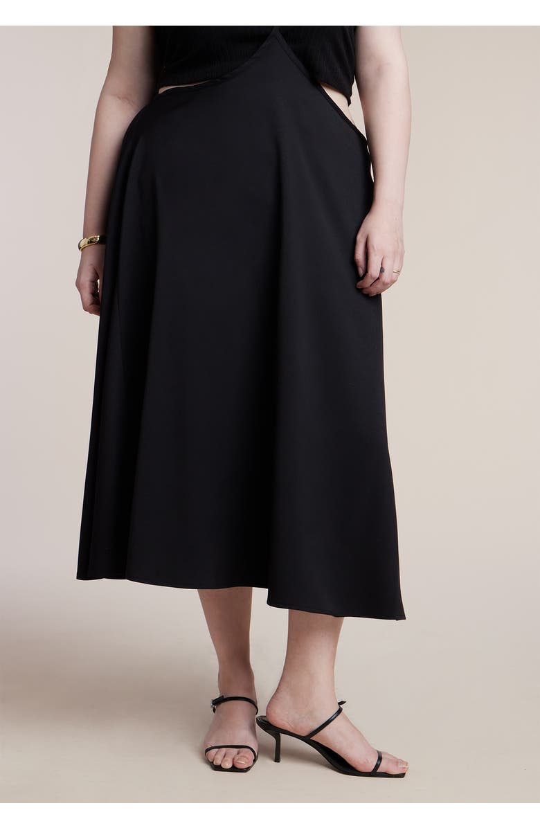 ELOQUII Bead-Detail Strap Midi Skirt, Alternate, color, Black Onyx