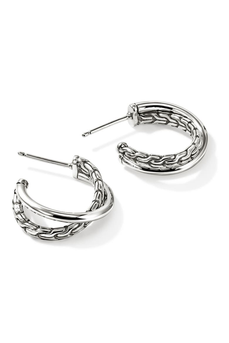 JH Essentials Crossover Earrings, 20.5mm, Main, color, SILVER