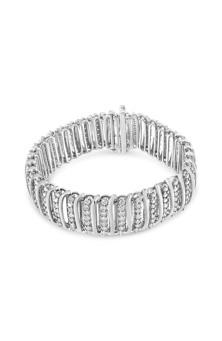 Haus of Brilliance Silver 8 1/2 Ctw Diamond Chevron "S" Curved Link Tennis Bracelet, Alternate, color, White