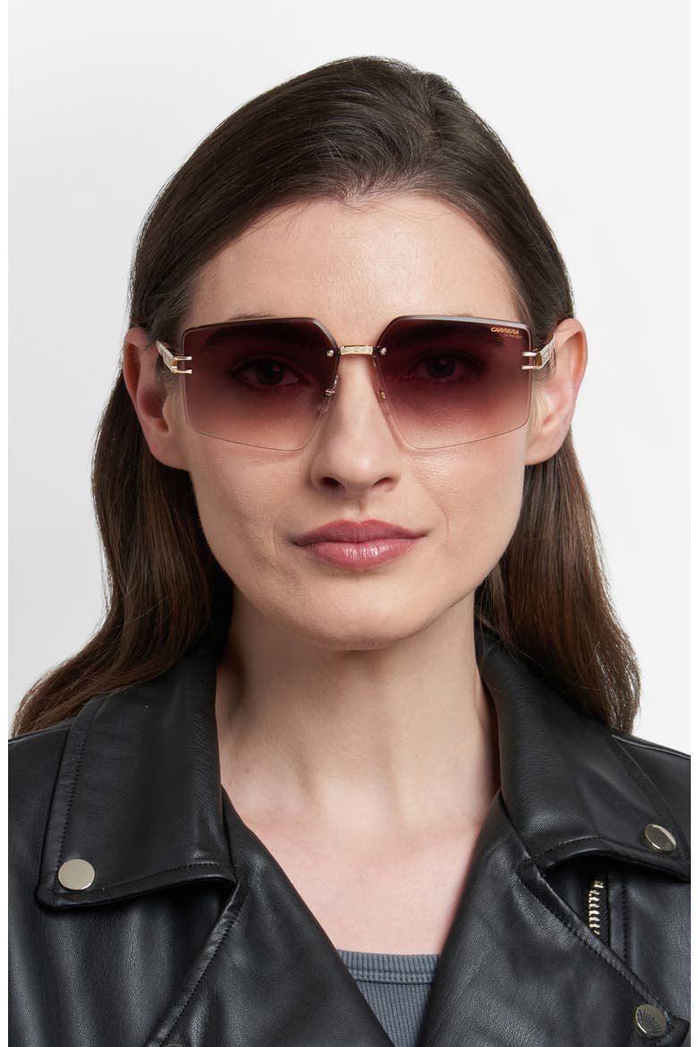 63mm Square Oversized Gradient Rimless Square Geometric Sunglasses, Alternate, color, GOLD IVORY/ BROWN SF