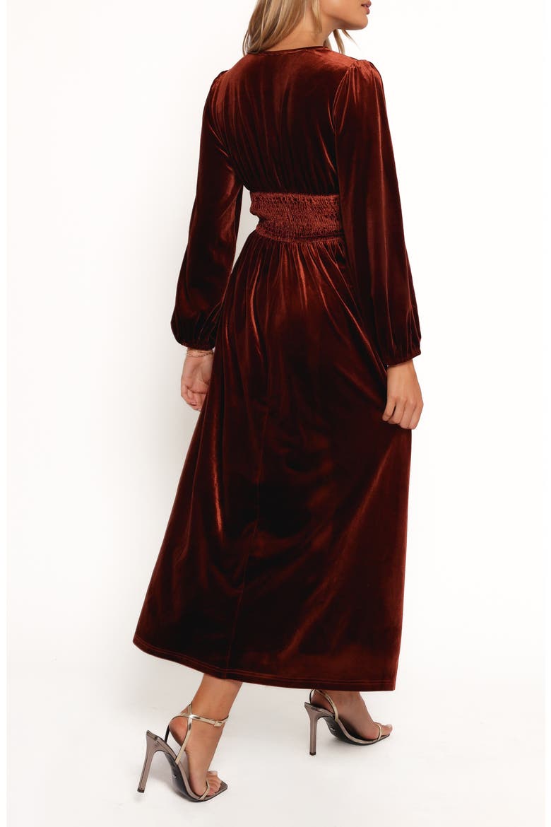 Cece Long Sleeve Velvet Maxi Dress, Alternate, color, RUST