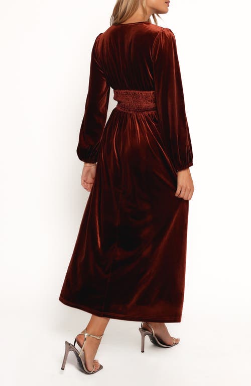 Petal And Pup Petal & Pup Cece Long Sleeve Velvet Maxi Dress In Gray