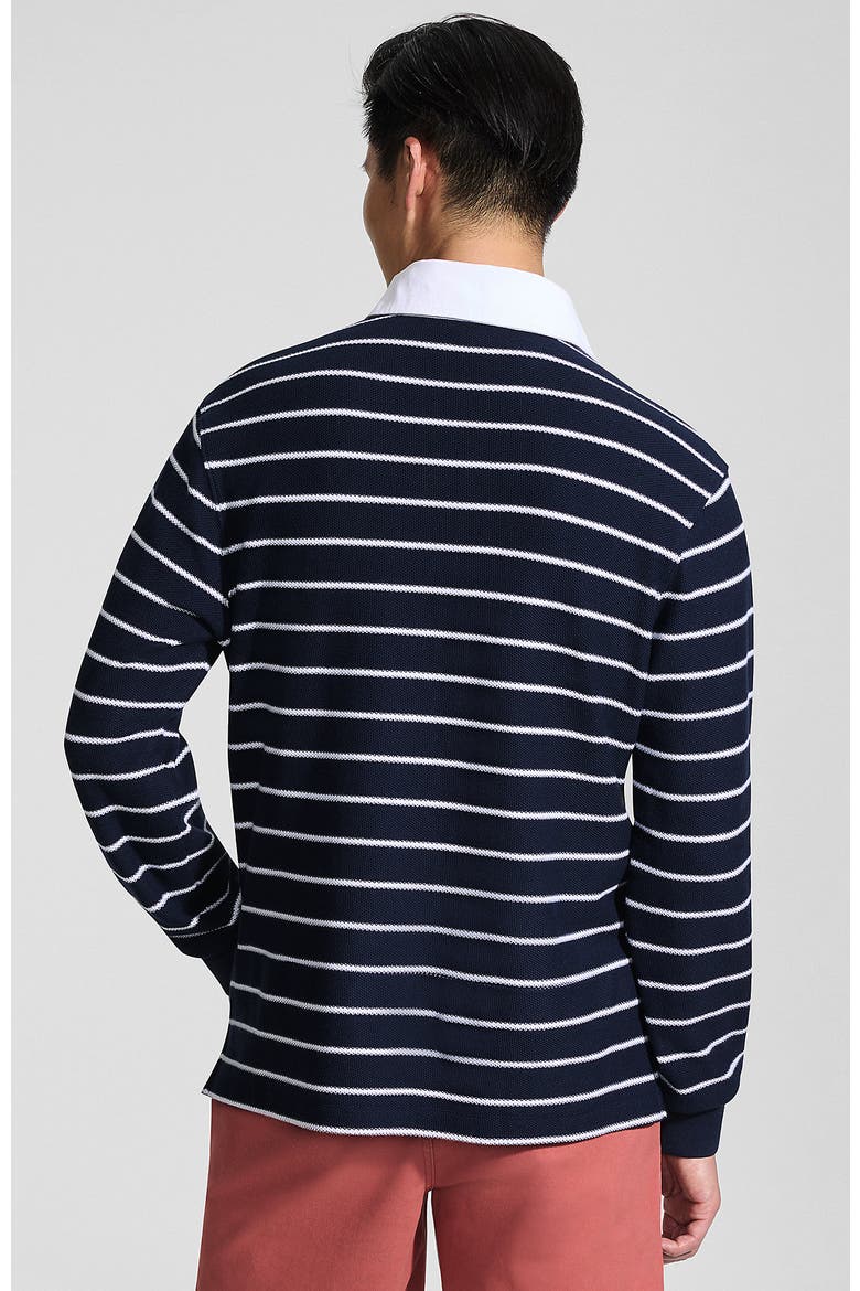 Long Sleeve Honeycomb Pique Rugby, Alternate, color, Radiant Navy Classic Stripe