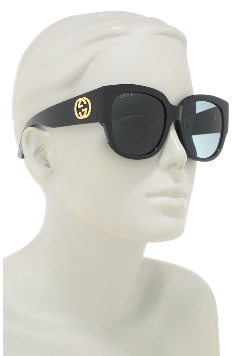 55mm Square Sunglasses, Alternate, color, BLACK BLACK GREY