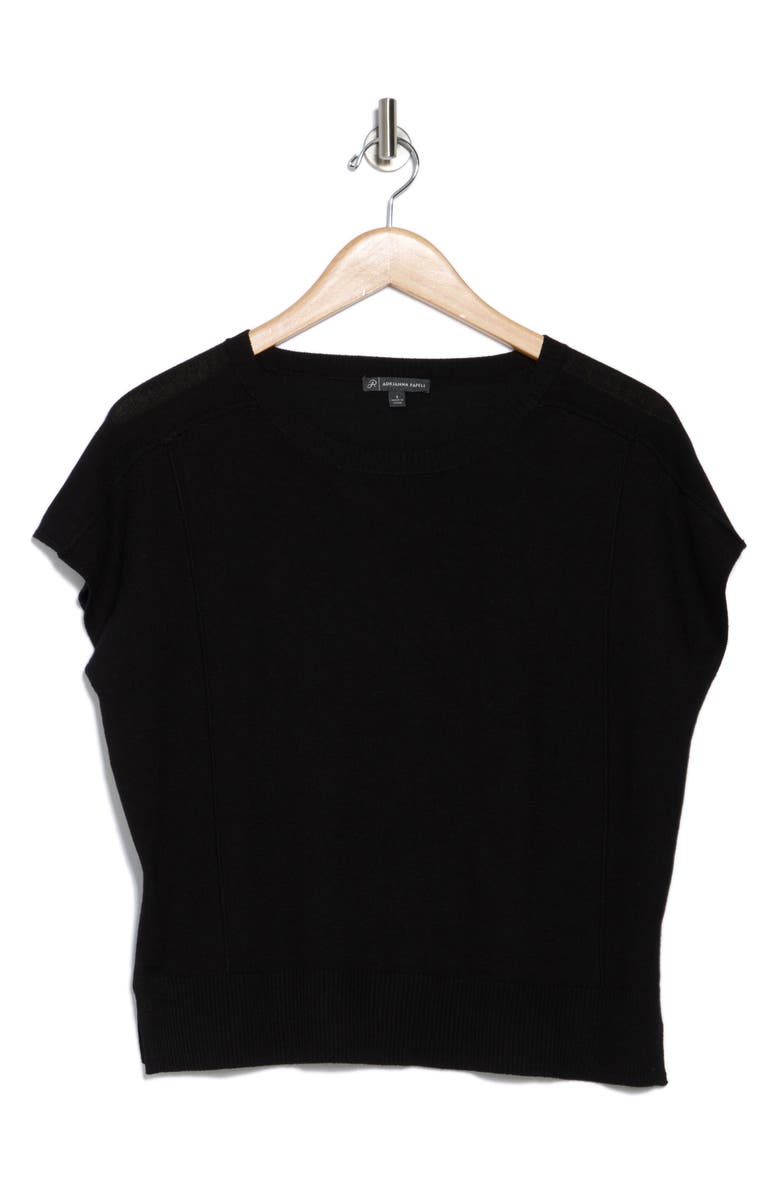 Adrianna Papell Exposed Seam Extended Sleeve Sweater, Alternate, color, Black