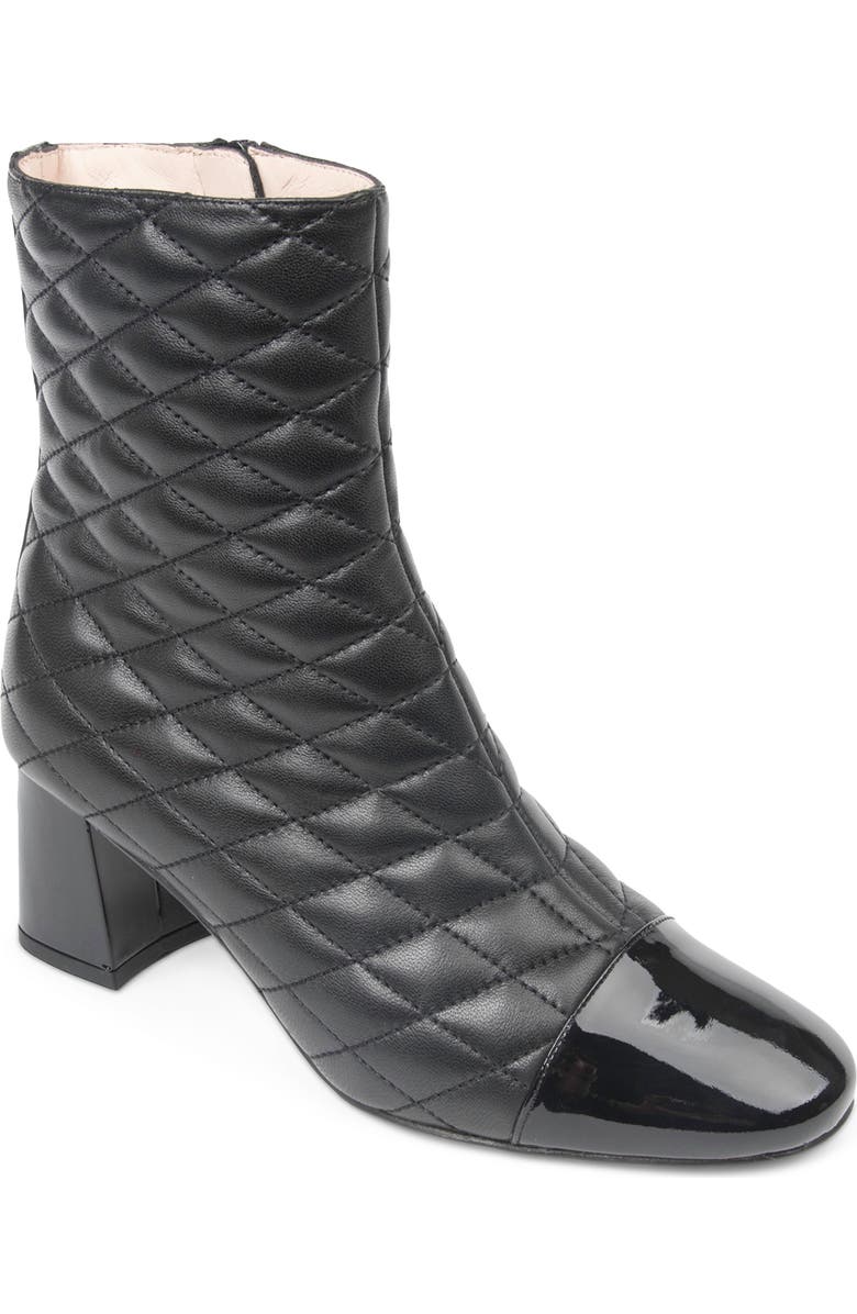 PAUL MAYER Tina Quilted Leather Bootie, Main, color, Black/ Black Patent