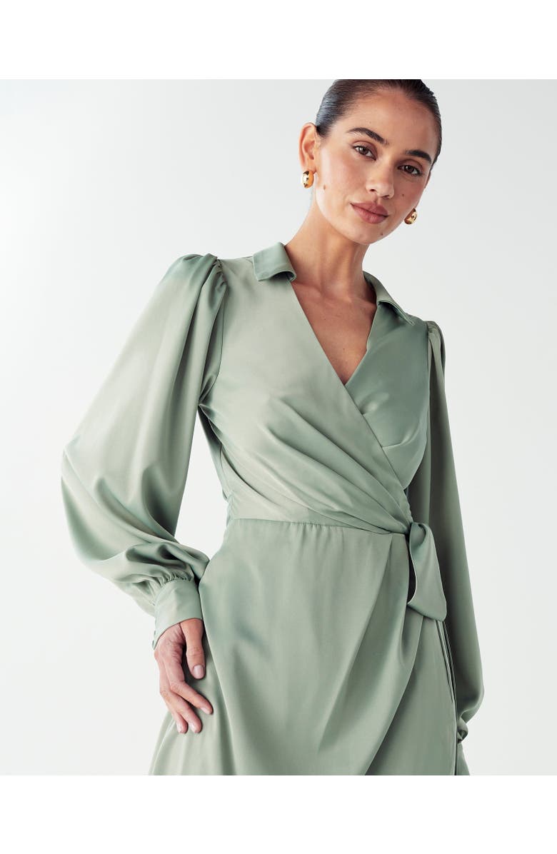 WILLA Pearl Wrap Dress, Alternate, color, Sage Green