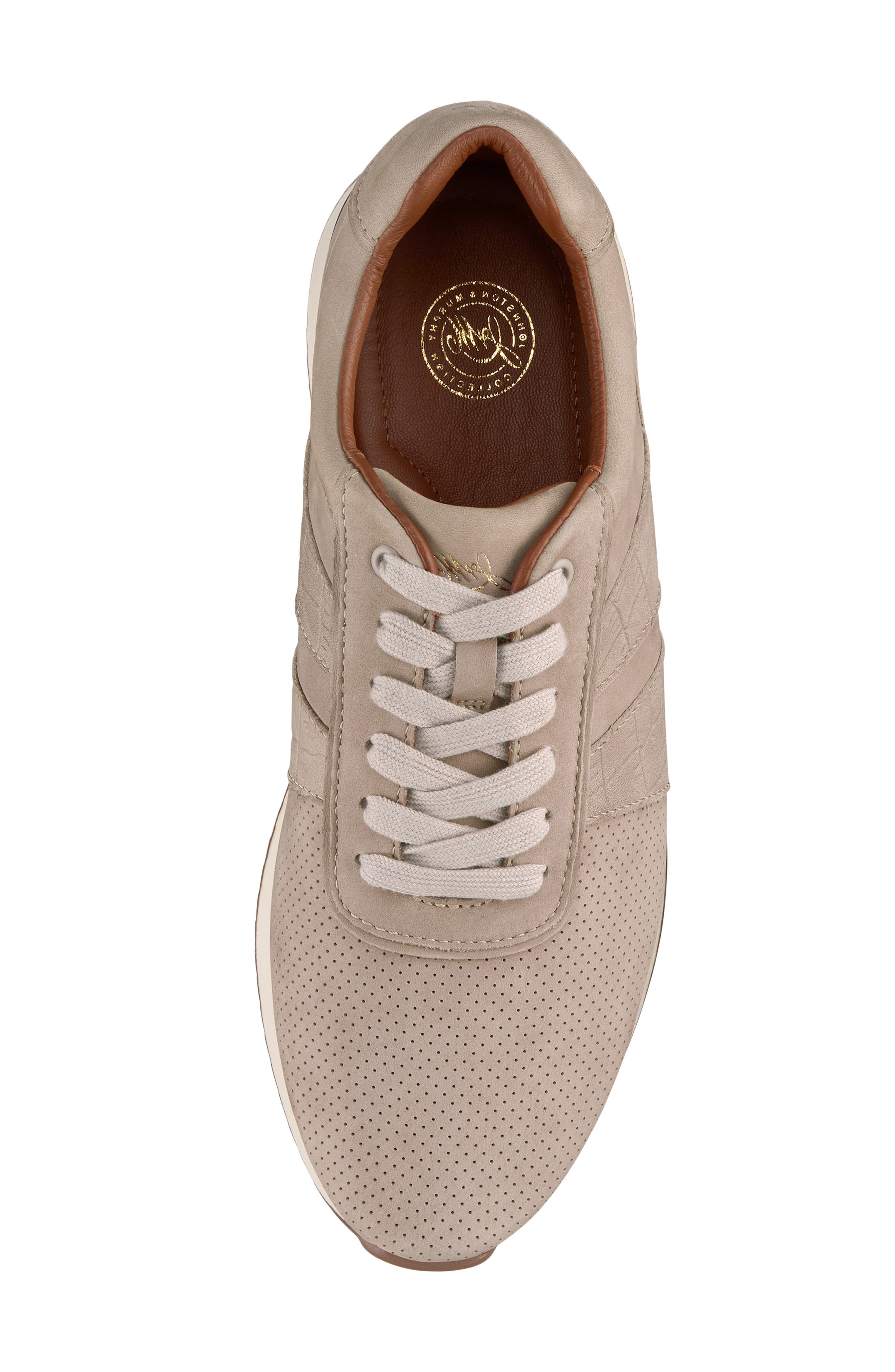 Johnston & Murphy Morgan Sneaker, Alternate, color, Beige Nubuck/ Croc Embossed