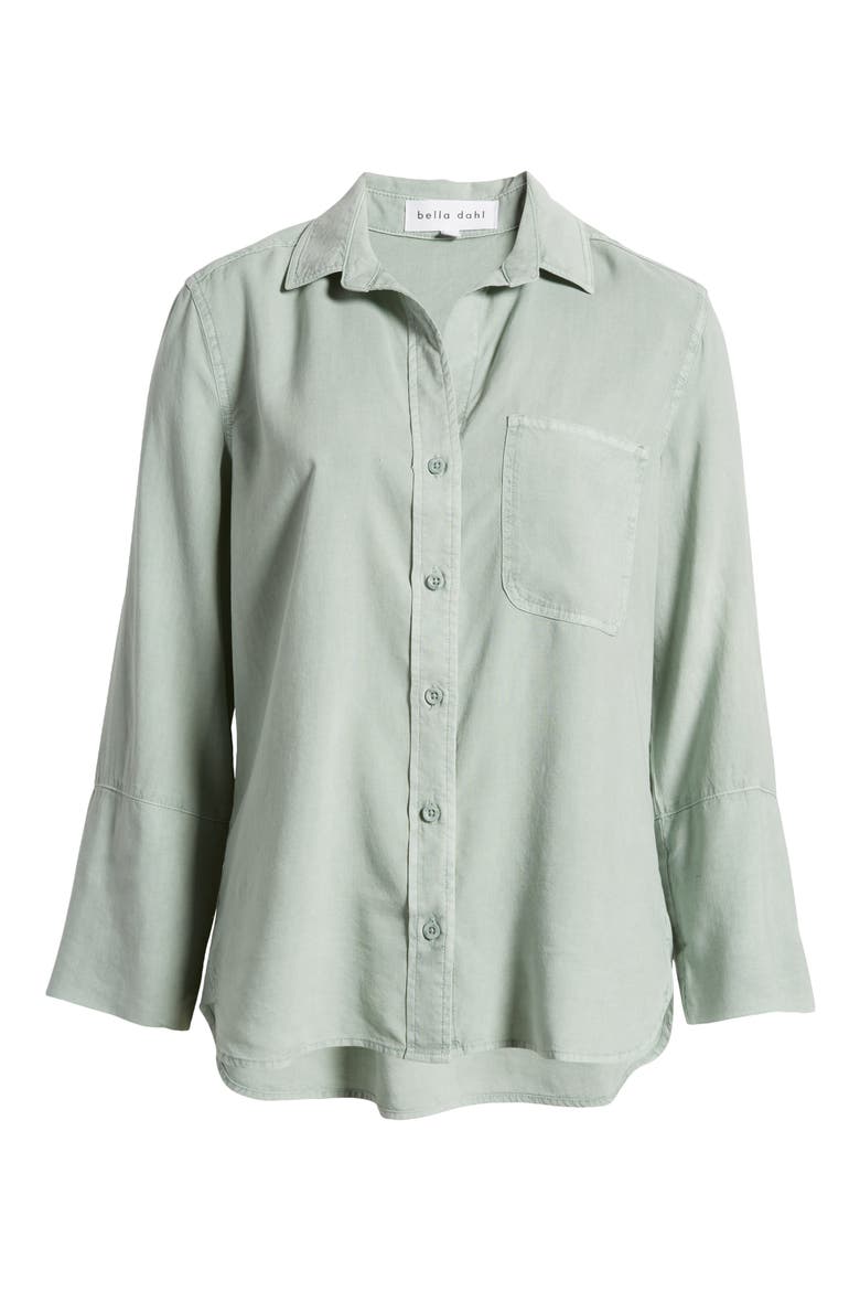 Shirttail Button-Up Shirt, Alternate, color, OASIS GREEN