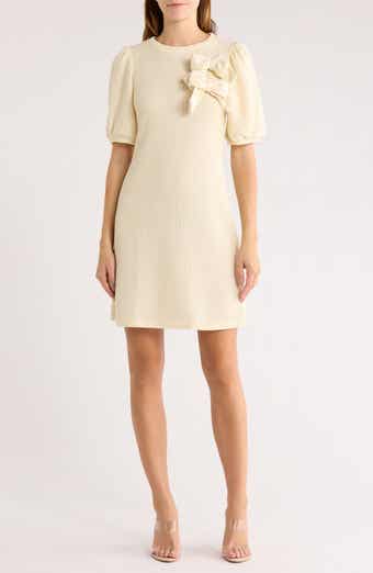 AREA STARS Double Bow Puff Sleeve Sweater Dress