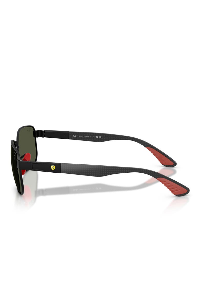 59mm Ferrari Irregular Sunglasses, Alternate, color, MATTE BLACK / GREEN