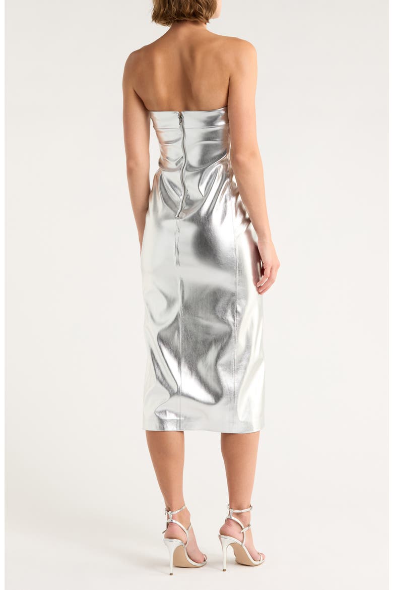 Kelly Metallic Faux Leather Skirt, Alternate, color, SILVER