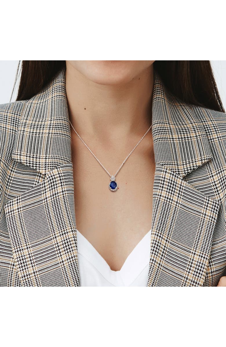 Julianna B. Gemstone & Diamond Infinity Halo Necklace 10K, Alternate, color, Sapphire