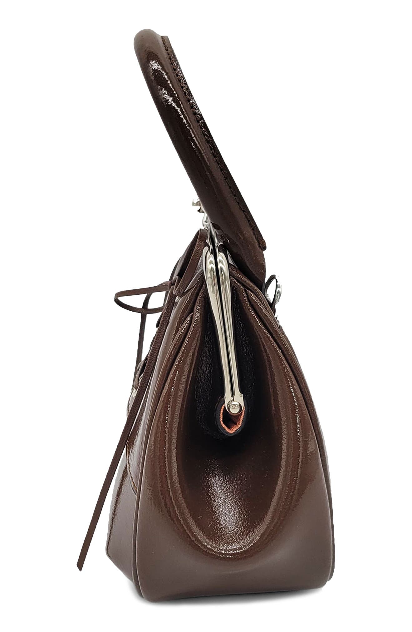 Oryany Mini Lace Up Leather Tote, Alternate, color, Camel Brown