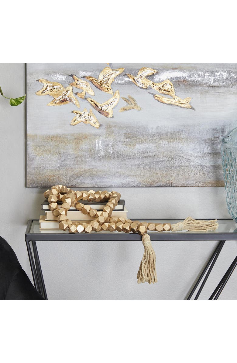 WILLOW ROW Bohemian Wood Beaded Tassel Garland, Alternate, color, Gold