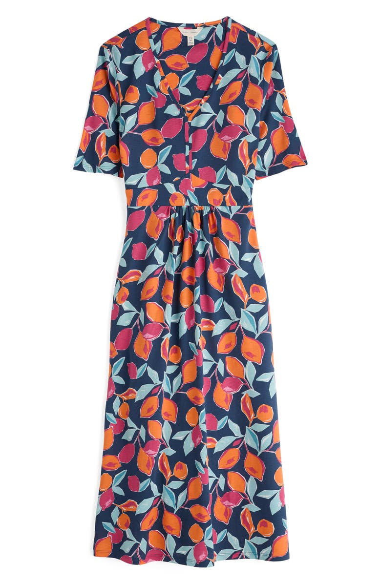 Seasalt Cornwall Carwynnen Citrus Print Midi Dress, Alternate, color, Lemon Sketch Ship