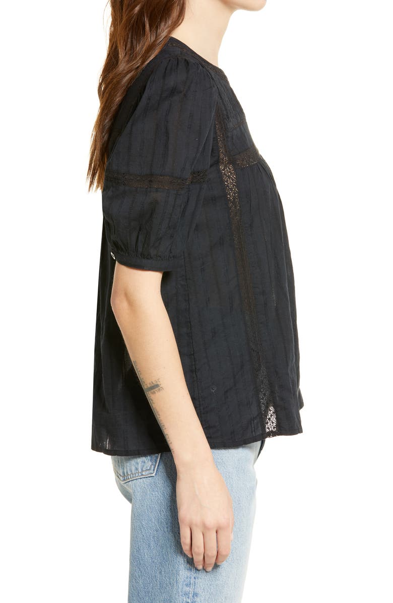Treasure & Bond Lace Inset Puff Sleeve Blouse, Alternate, color, 