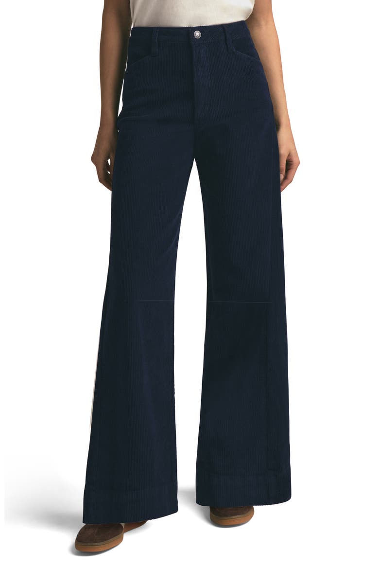 The Mischa High Waist Wide Leg Cotton Corduroy Pants, Main, color, NAVY