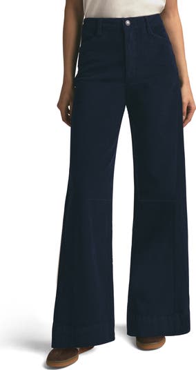 Reformation Mick Pant Navy Blue Corduroy High-Rise Waist Wide cheapest Leg Cords Trousers