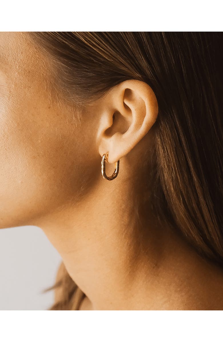 Sterling Forever Veronica Textured Hoop Earrings, Alternate, color, Gold