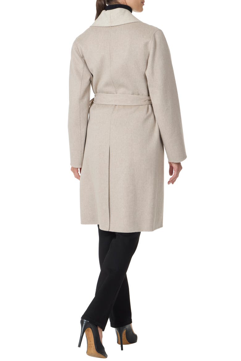 Double Face Wool & Cashmere Wrap Coat, Alternate, color, OATMEAL / BEIGE