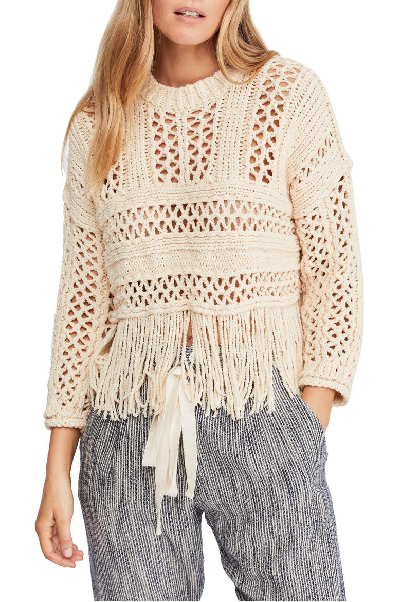 Higher Love Crochet Sweater, Main, color, CREAM