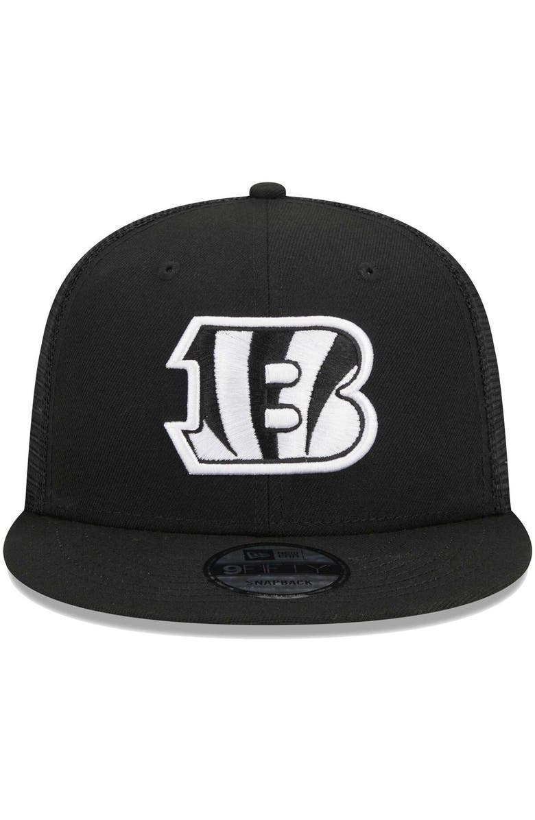 New Era Men's New Era Black Cincinnati Bengals  Main Trucker 9FIFTY Snapback Hat, Alternate, color, Black
