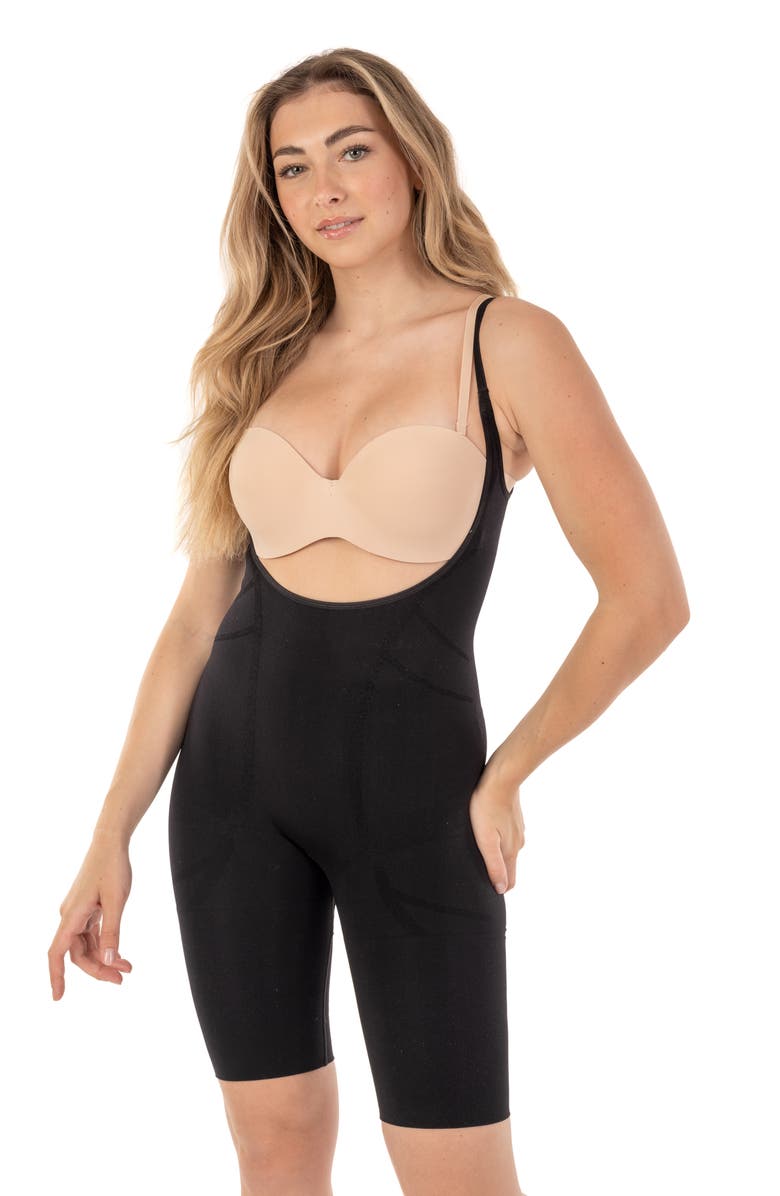 BODY BEAUTIFUL Long Boy Leg Bodysuit Shaper, Alternate, color, Black