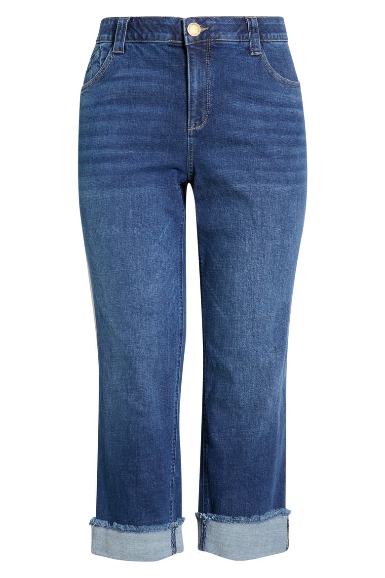 Cuffed High Waist Straight Leg Jeans, Alternate, color, BLUE