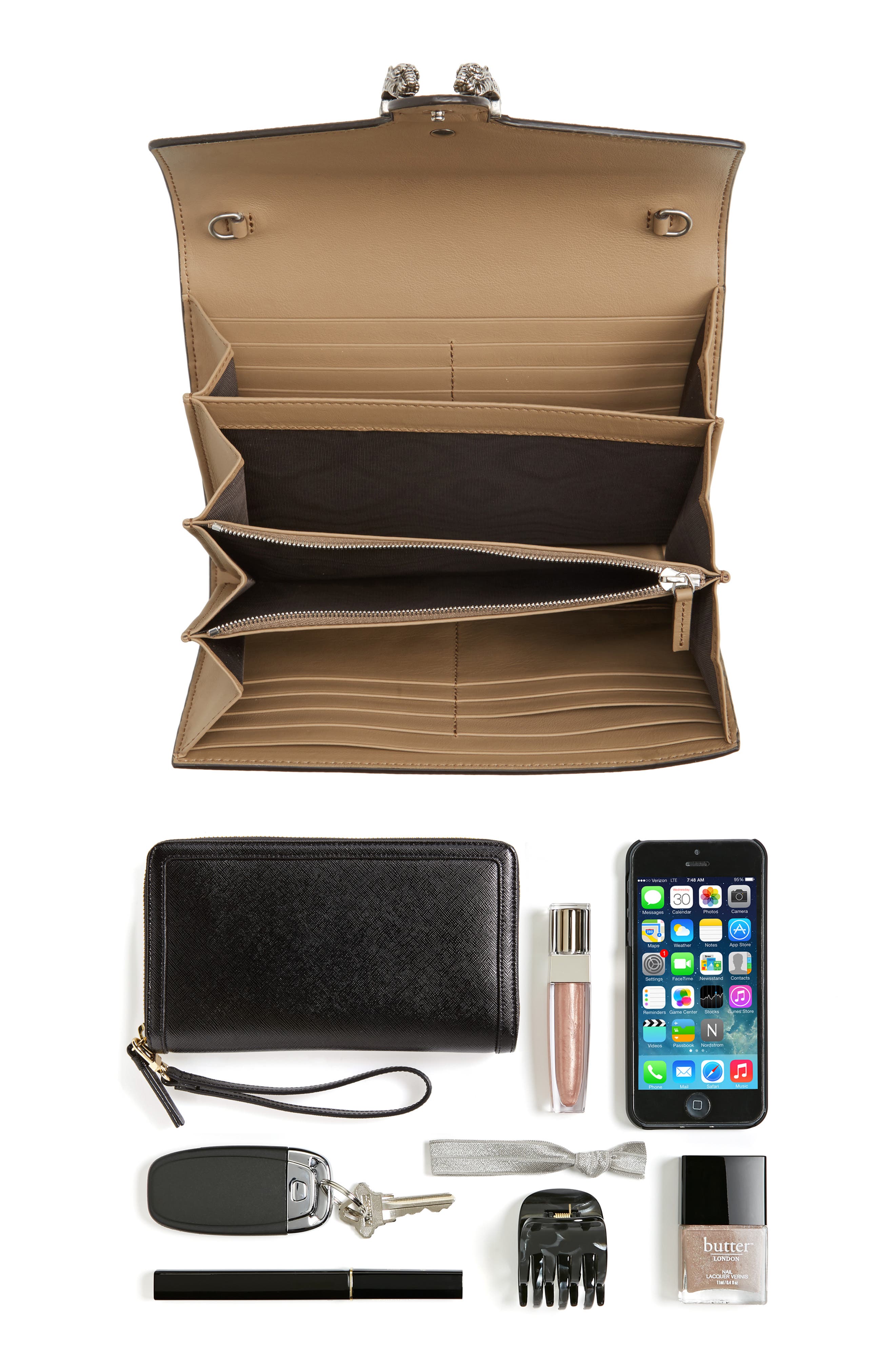 GG Supreme Canvas Wallet on a Chain, Alternate, color, BEIGE EBONY/TAUPE