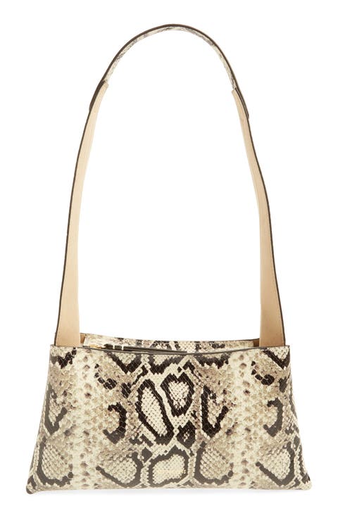Small Nessa Snakeskin Embossed Leather Shoulder Bag