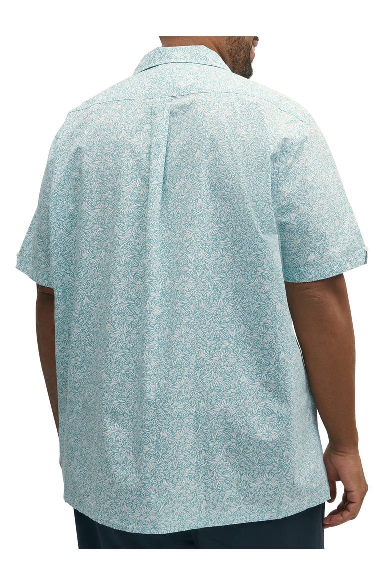 Big & Tall Non-Iron Leaf Print Sport Shirt, Alternate, color, TURQUOISE