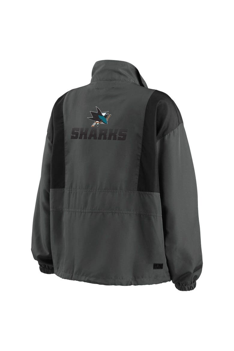 Women's WEAR by Erin Andrews Charcoal San Jose Sharks Popover Packable Half-Zip Jacket, Alternate, color, Charcoal