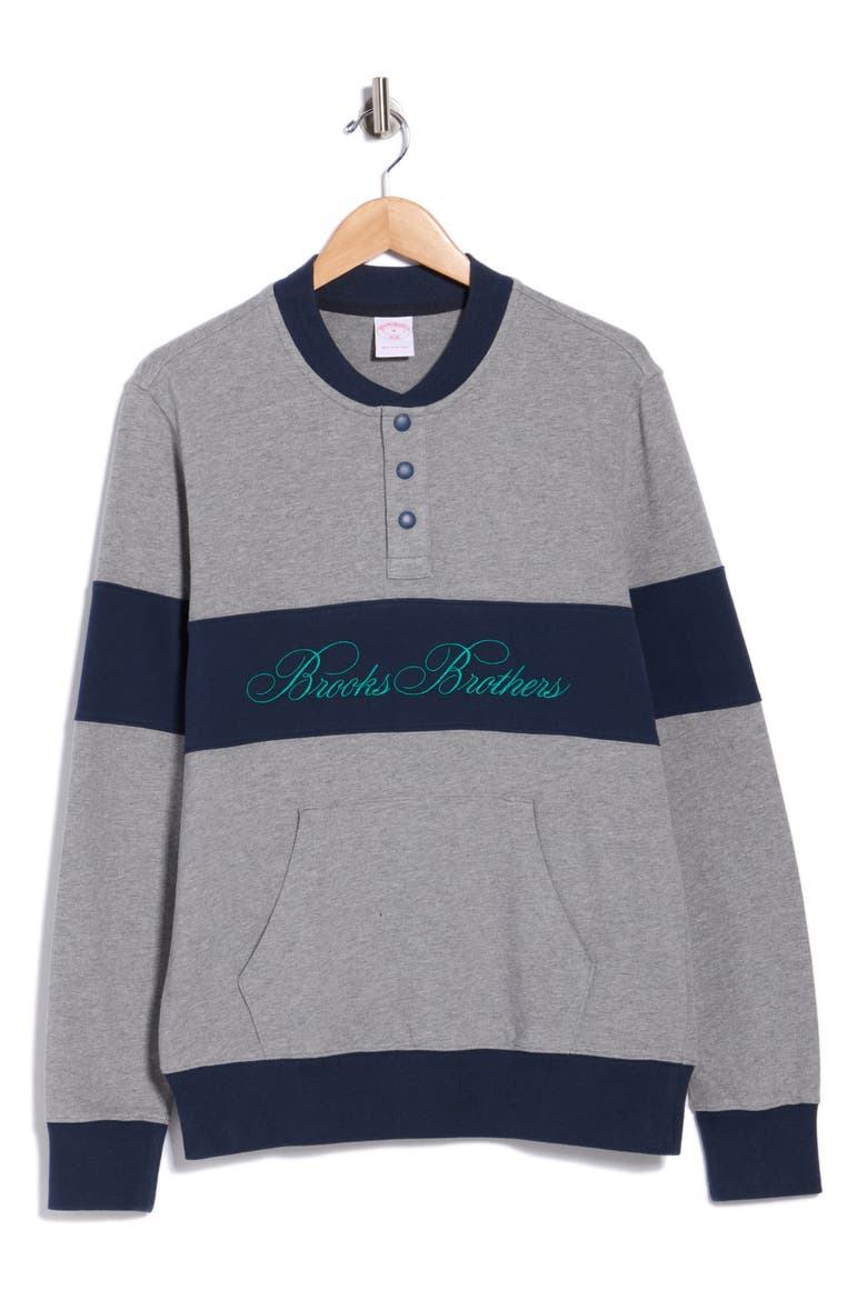 Logo Rugby Stripe Sweatshirt, Main, color, GREY B25