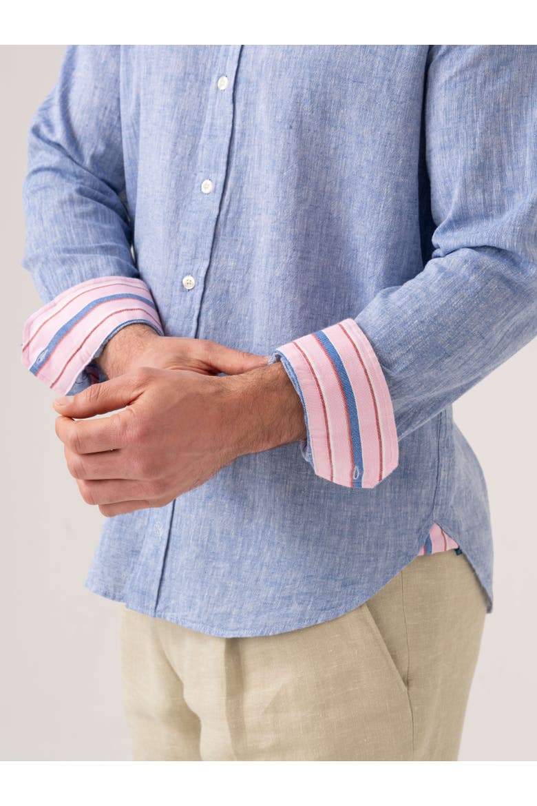 Cotton Linen Long Sleeve Shirt, Alternate, color, Mid Blue