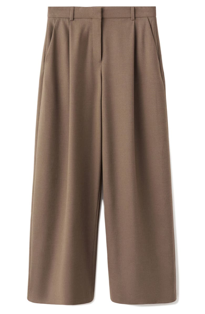 MANGO Selection Pleated Wide Leg Pants, Alternate, color, Medium Brown