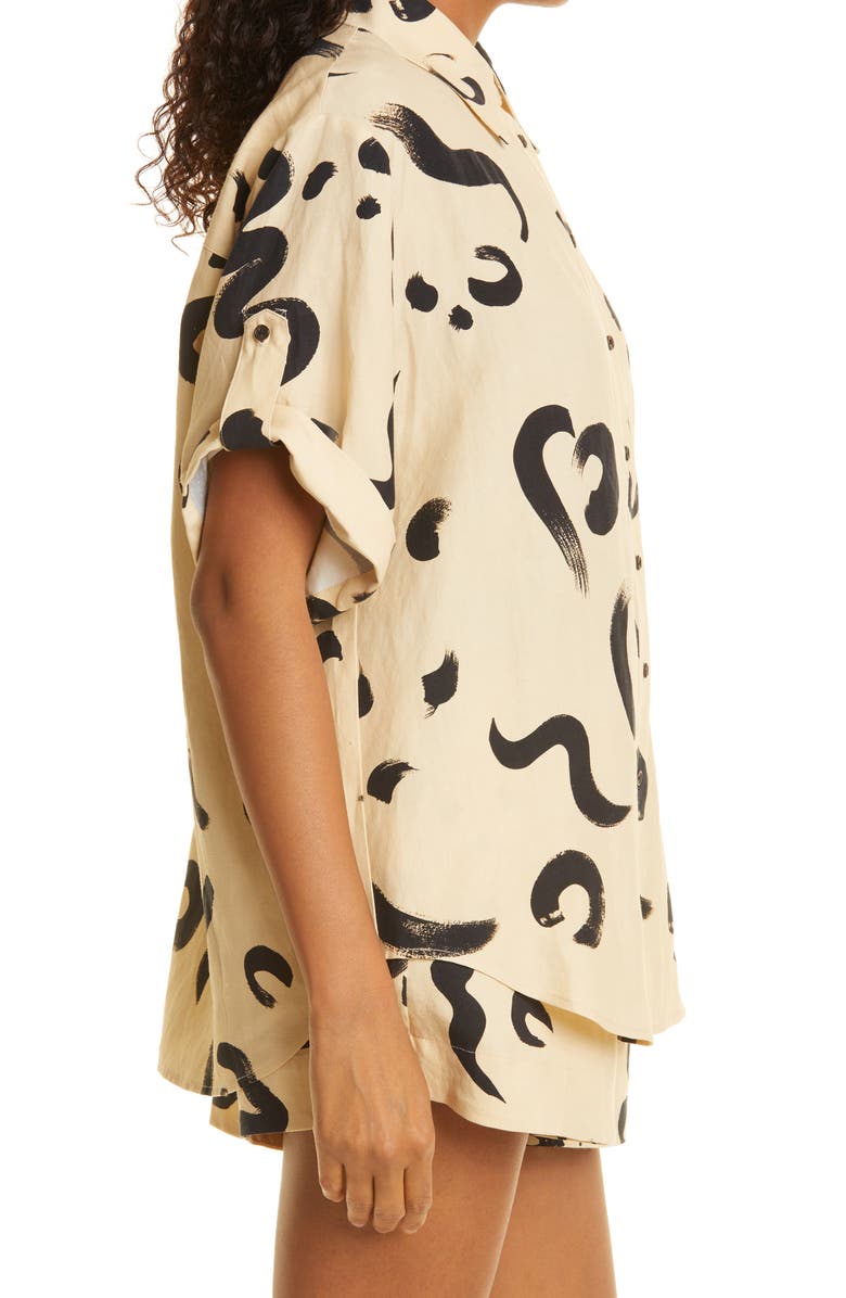 ALEMAIS Brushstroke Pattern Silk Blend Shirt, Alternate, color, 