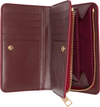 Topstitched Compact Zip Wallet