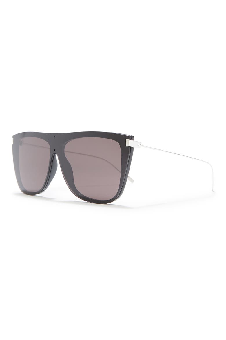 99mm Flat Top Sunglasses, Alternate, color, SHINY BLACK