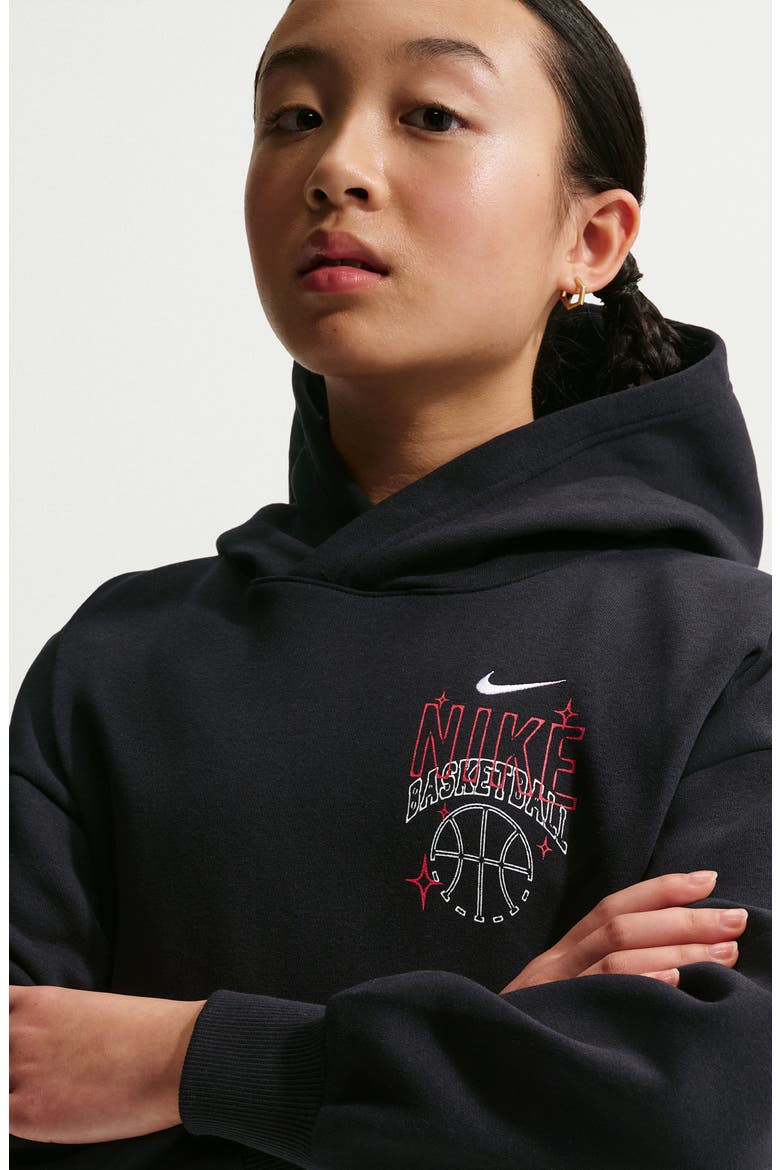 Kids' Basketball Oversize Hoodie, Alternate, color, BLACK/ WHITE