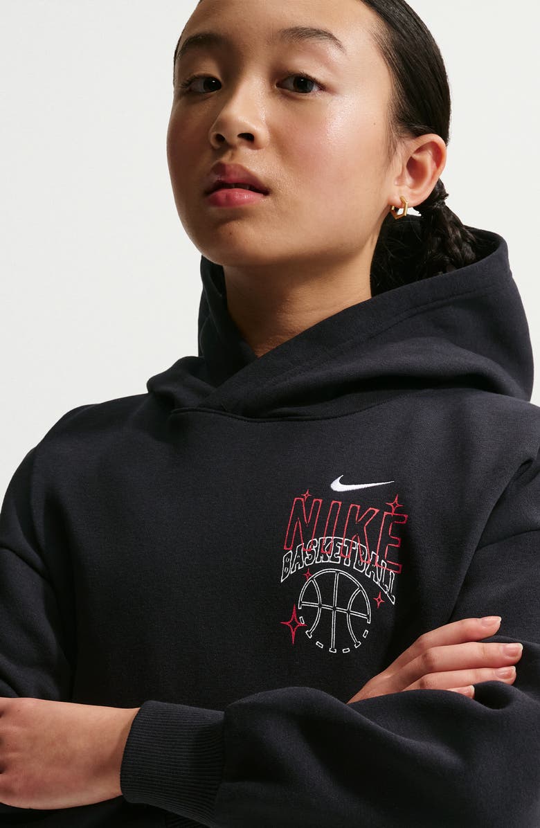 Nike Kids' Basketball Oversize Hoodie, Alternate, color, Black/ White