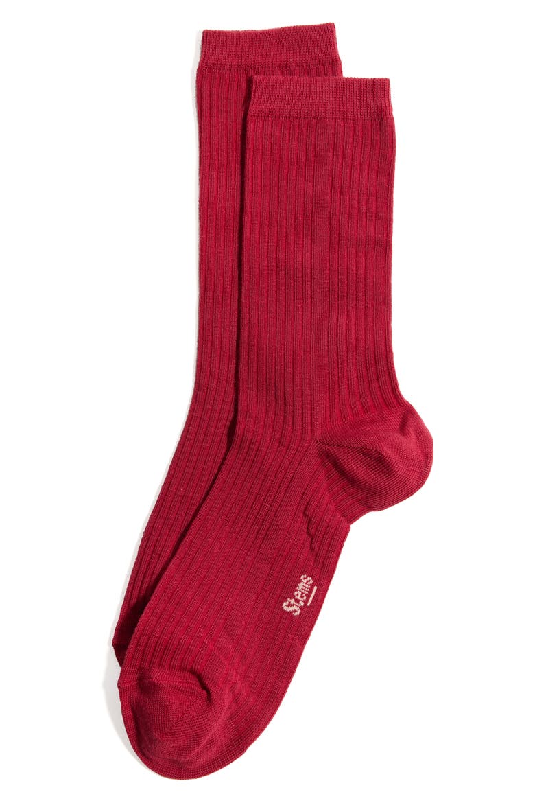 Cotton & Cashmere Blend Crew Socks, Main, color, RED