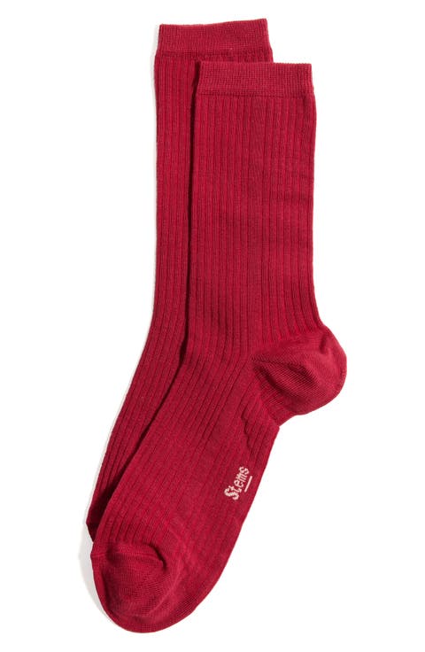 Cotton & Cashmere Blend Crew Socks