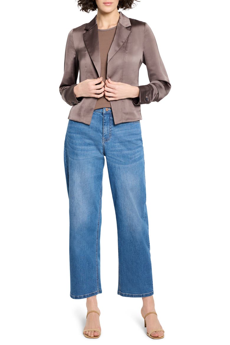 Day Gloss Tuxedo Jacket, Alternate, color, COCOA